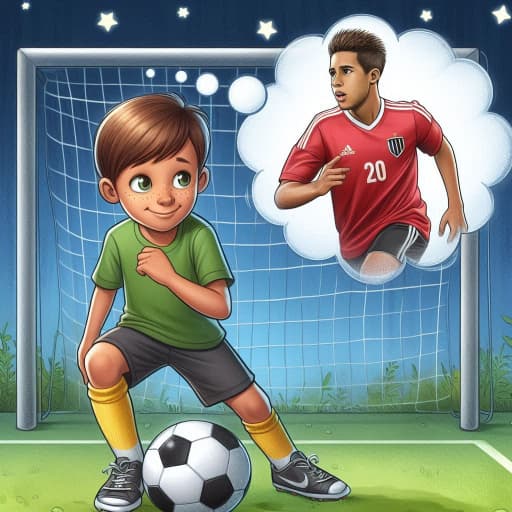 理想のプロ選手を思い描きながら練習する男の子